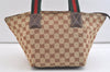 Authentic GUCCI Web Sherry Line Hand Bag GG Canvas Leather 131228 Brown 3579K