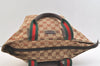 Authentic GUCCI Web Sherry Line Hand Bag GG Canvas Leather 131228 Brown 3579K