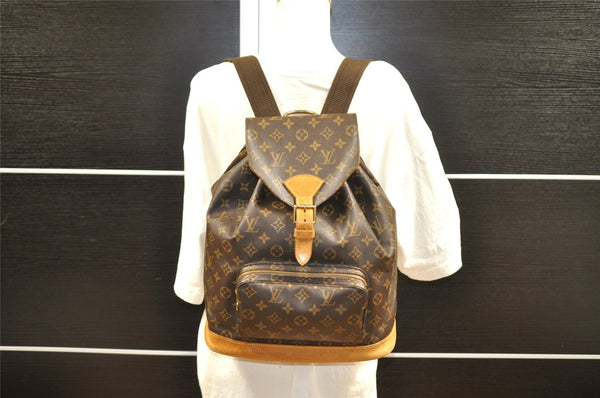 Authentic Louis Vuitton Monogram Montsouris GM Backpack M51135 LV 3580I