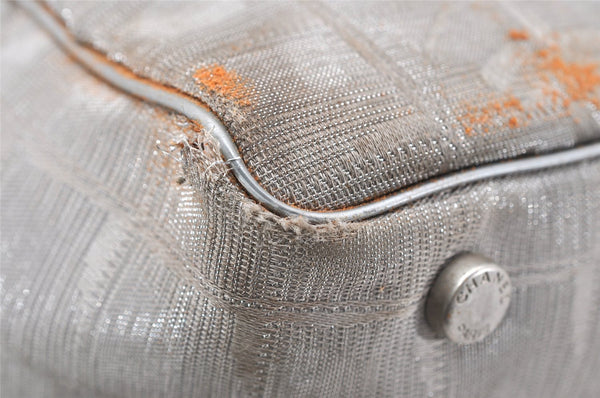 Authentic CHANEL New Travel Line Shoulder Tote Bag Nylon Leather Silver 3580K