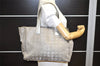 Authentic CHANEL New Travel Line Shoulder Tote Bag Nylon Leather Silver 3580K