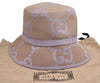 Authentic GUCCI Jumbo GG Bucket Hat Canvas Leather Size M Beige Purple 3581J