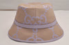 Authentic GUCCI Jumbo GG Bucket Hat Canvas Leather Size M Beige Purple 3581J