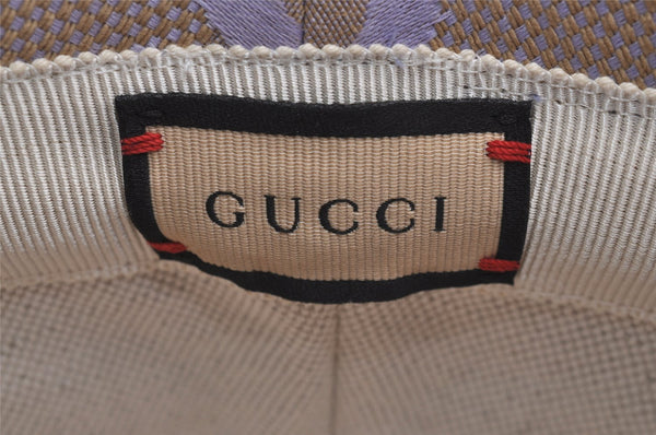 Authentic GUCCI Jumbo GG Bucket Hat Canvas Leather Size M Beige Purple 3581J