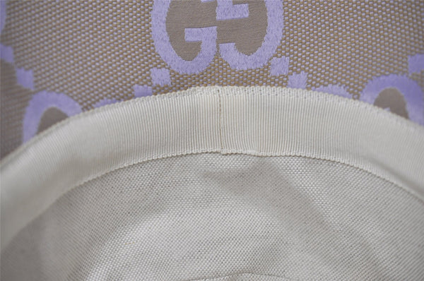 Authentic GUCCI Jumbo GG Bucket Hat Canvas Leather Size M Beige Purple 3581J