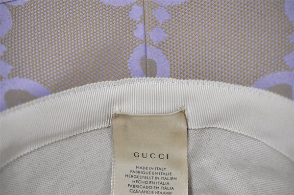 Authentic GUCCI Jumbo GG Bucket Hat Canvas Leather Size M Beige Purple 3581J