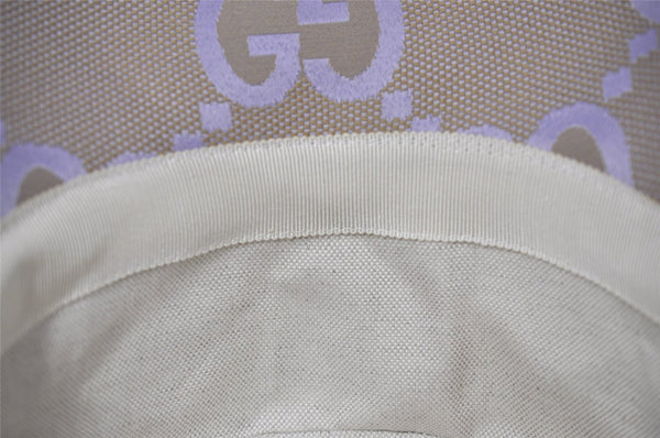 Authentic GUCCI Jumbo GG Bucket Hat Canvas Leather Size M Beige Purple 3581J