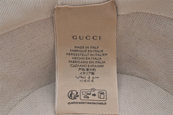 Authentic GUCCI Jumbo GG Bucket Hat Canvas Leather Size M Beige Purple 3581J