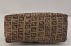 Authentic FENDI Vintage Zucchino Hand Bag Purse Canvas Leather Brown 3581K