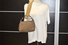 Authentic FENDI Vintage Zucchino Hand Bag Purse Canvas Leather Brown 3581K