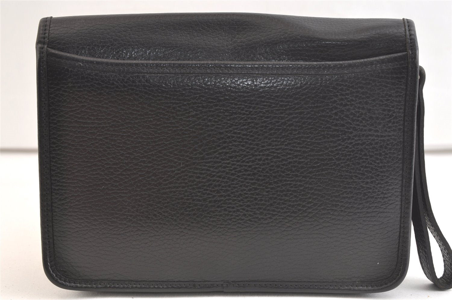 Authentic Burberrys Vintage Leather Clutch Hand Bag Purse Black 3582K