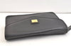 Authentic Burberrys Vintage Leather Clutch Hand Bag Purse Black 3582K