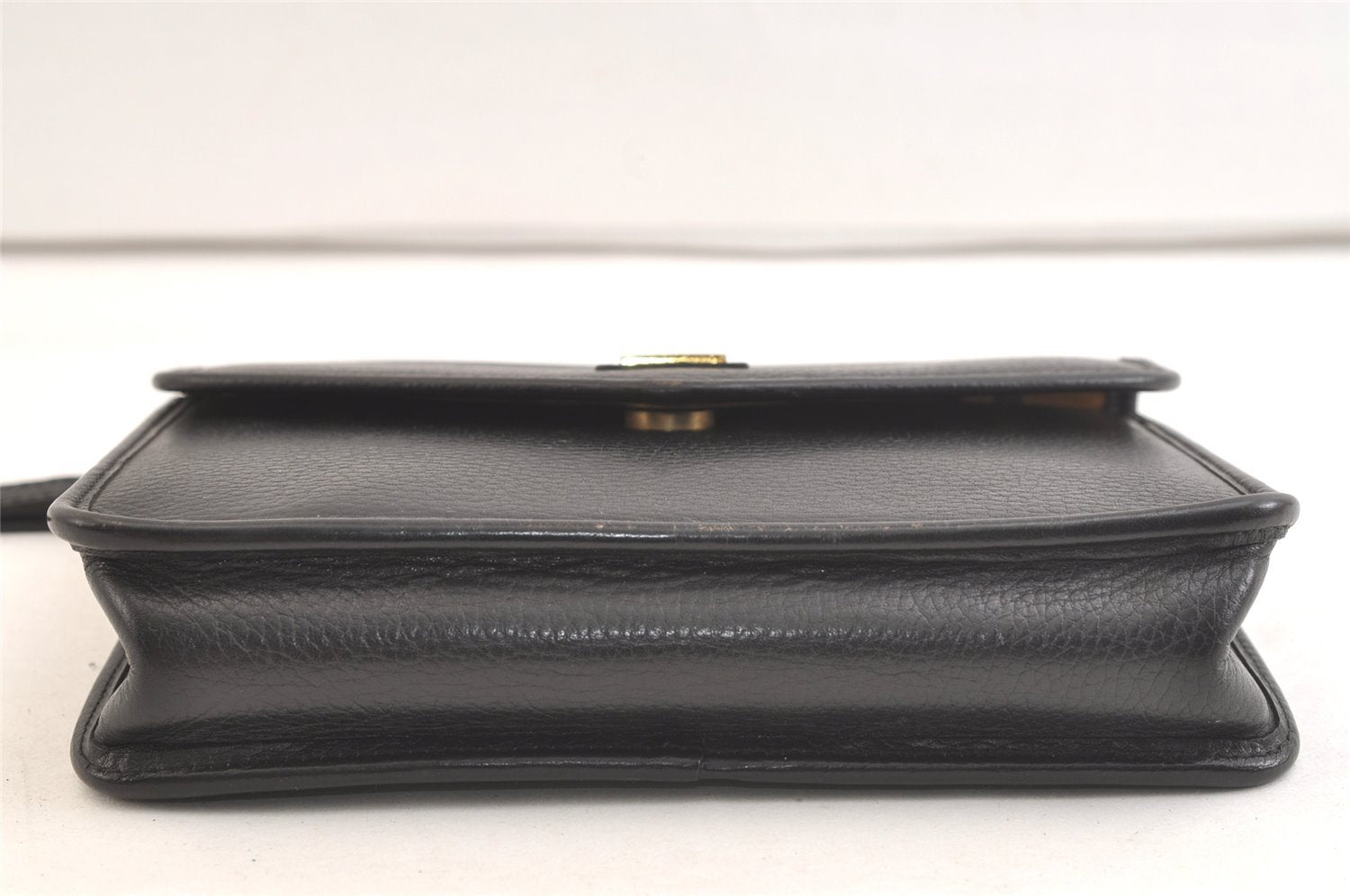 Authentic Burberrys Vintage Leather Clutch Hand Bag Purse Black 3582K