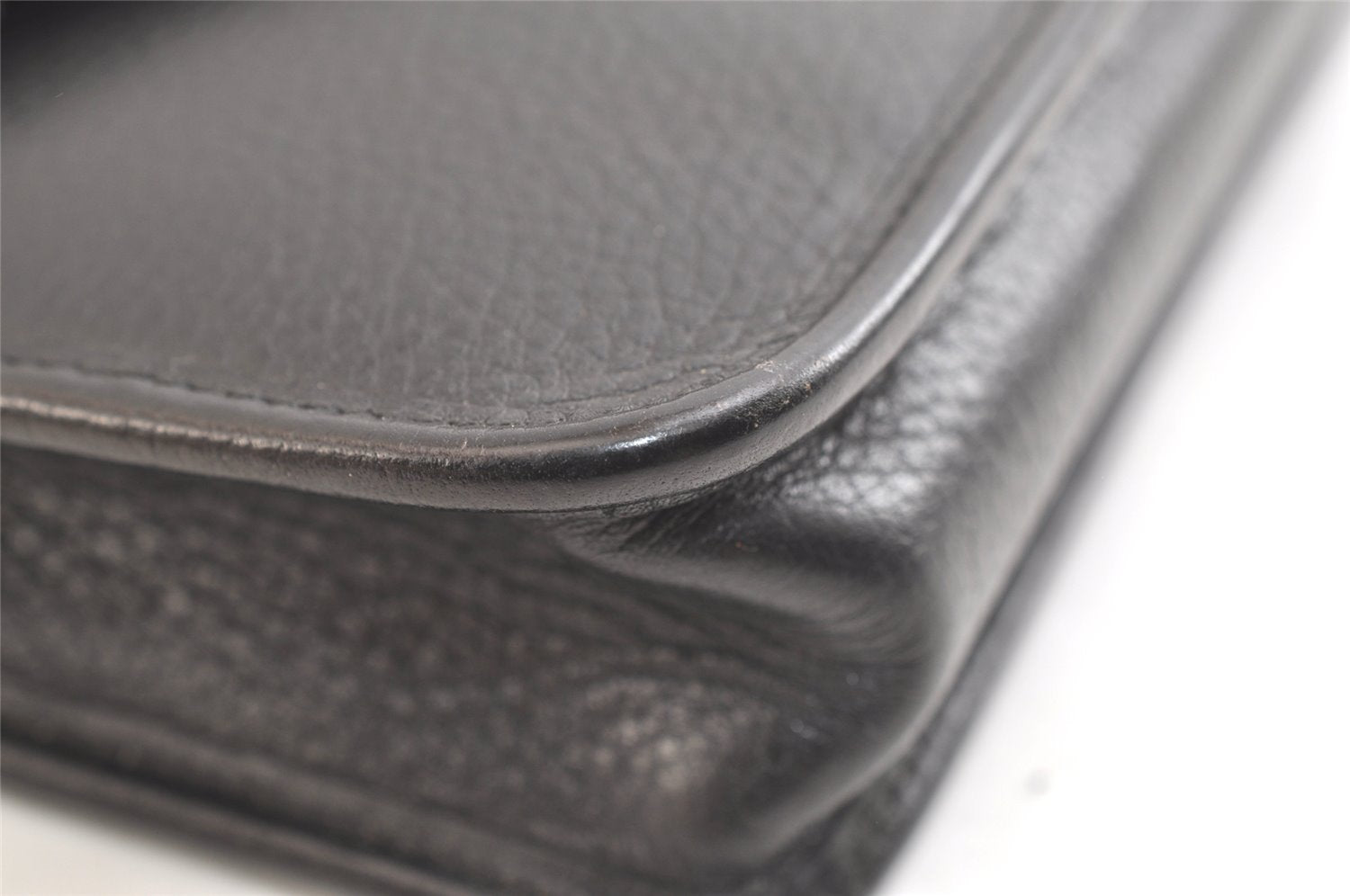Authentic Burberrys Vintage Leather Clutch Hand Bag Purse Black 3582K