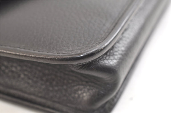 Authentic Burberrys Vintage Leather Clutch Hand Bag Purse Black 3582K
