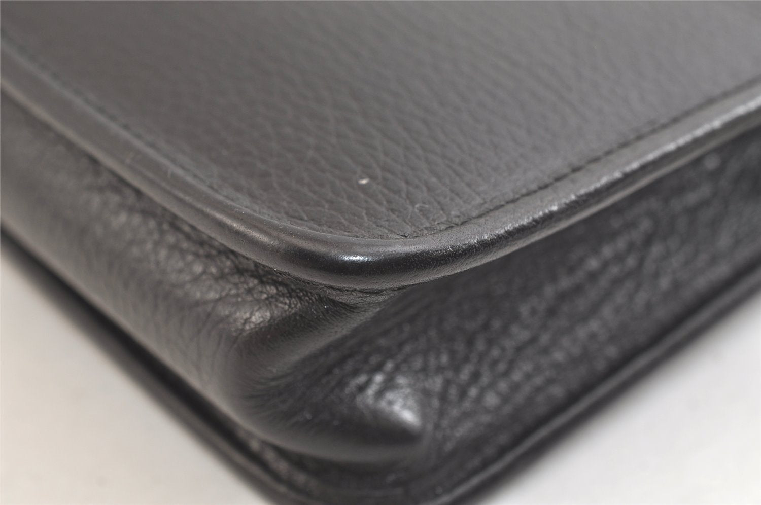 Authentic Burberrys Vintage Leather Clutch Hand Bag Purse Black 3582K