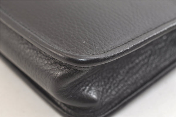 Authentic Burberrys Vintage Leather Clutch Hand Bag Purse Black 3582K