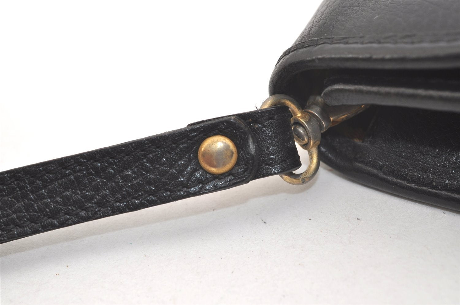Authentic Burberrys Vintage Leather Clutch Hand Bag Purse Black 3582K