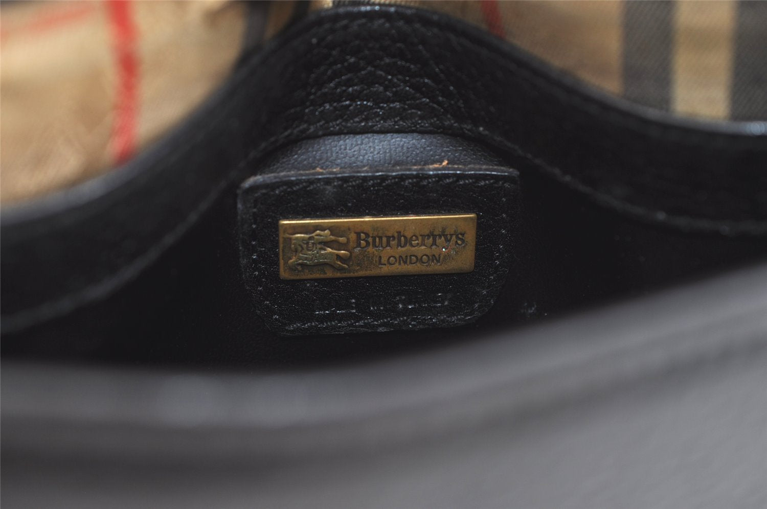 Authentic Burberrys Vintage Leather Clutch Hand Bag Purse Black 3582K