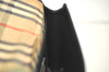 Authentic Burberrys Vintage Leather Clutch Hand Bag Purse Black 3582K
