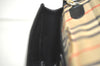 Authentic Burberrys Vintage Leather Clutch Hand Bag Purse Black 3582K