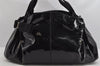 Authentic Salvatore Ferragamo Vara Ribbon Enamel Shoulder Tote Bag Black 3583K