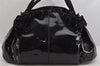 Authentic Salvatore Ferragamo Vara Ribbon Enamel Shoulder Tote Bag Black 3583K