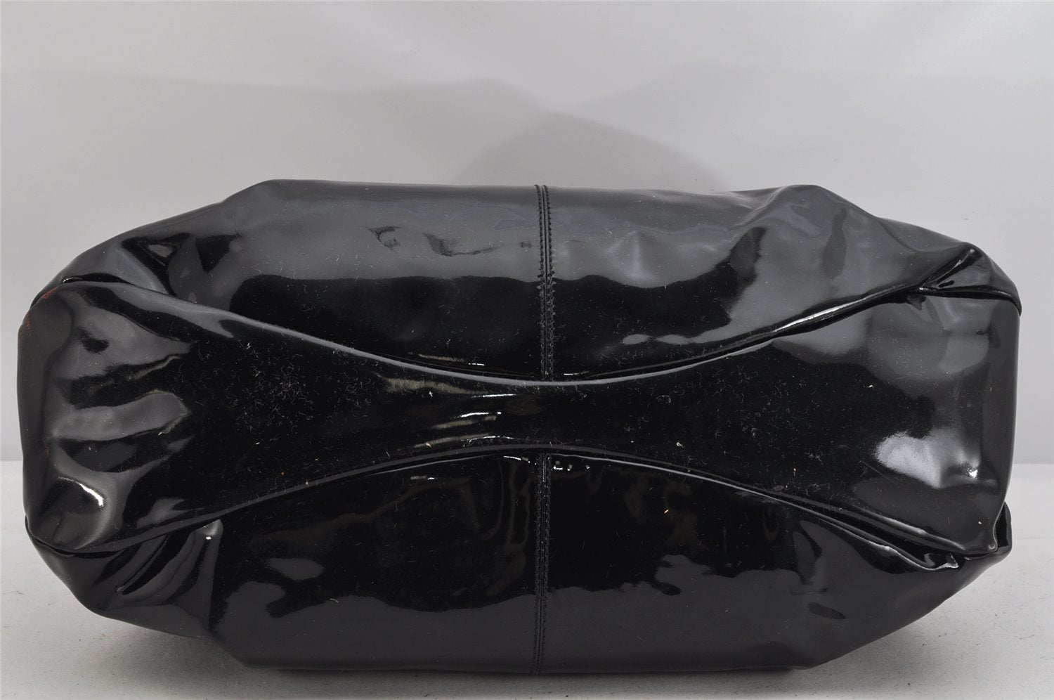 Authentic Salvatore Ferragamo Vara Ribbon Enamel Shoulder Tote Bag Black 3583K