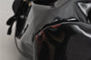 Authentic Salvatore Ferragamo Vara Ribbon Enamel Shoulder Tote Bag Black 3583K