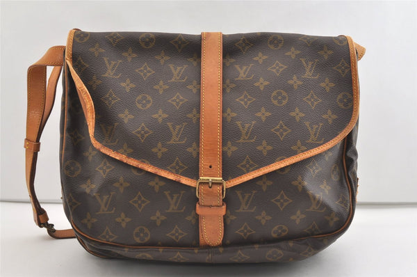 Authentic Louis Vuitton Monogram Saumur 35 Shoulder Cross Bag M42254 LV 3585J
