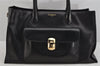 Authentic BALENCIAGA Padlock Work 2Way Tote Bag Leather 332000 Black 3585K