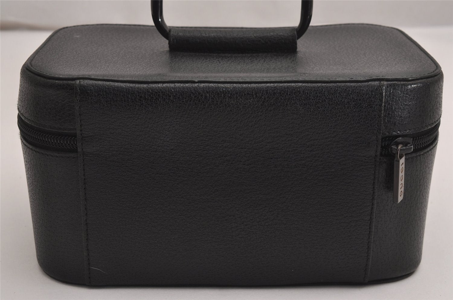 Authentic GUCCI Vintage Vanity Case Hand Bag Pouch Purse Leather Black 3587J