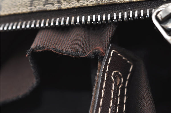 Authentic GUCCI Vintage Shoulder Tote Bag GG PVC Leather 211137 Brown 3590I