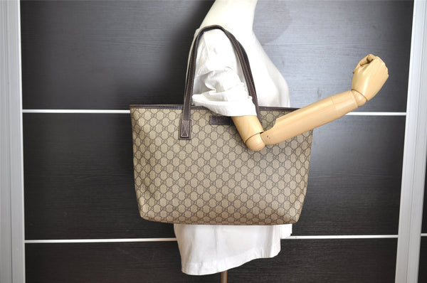 Authentic GUCCI Vintage Shoulder Tote Bag GG PVC Leather 211137 Brown 3590I
