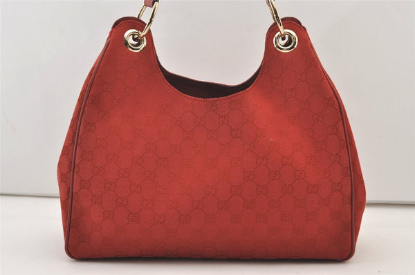 Authentic GUCCI Shoulder Hand Bag Purse GG Canvas Leather 257268 Red 3590J