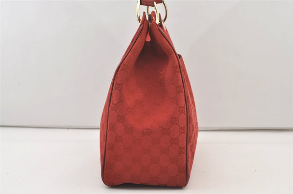 Authentic GUCCI Shoulder Hand Bag Purse GG Canvas Leather 257268 Red 3590J