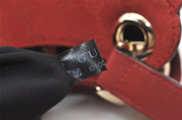 Authentic GUCCI Shoulder Hand Bag Purse GG Canvas Leather 257268 Red 3590J