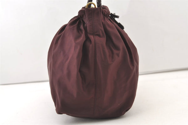 Authentic PRADA Ribbon Nylon Tessuto Leather 2Way Shoulder Tote Bag Purple 3591J
