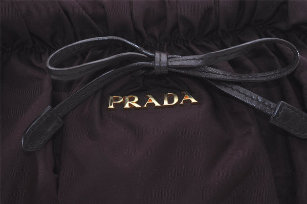 Authentic PRADA Ribbon Nylon Tessuto Leather 2Way Shoulder Tote Bag Purple 3591J