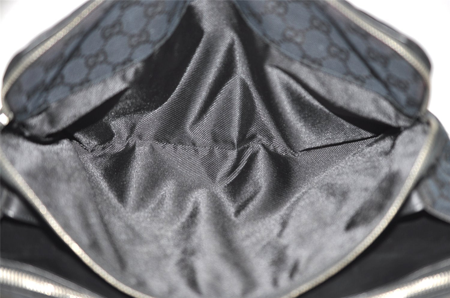 Authentic GUCCI Vintage Shoulder Hand Bag GG Canvas Leather Black 3592I