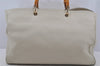Authentic GUCCI Bamboo Shopper Large 2Way Hand Bag Leather 323658 White 3592J