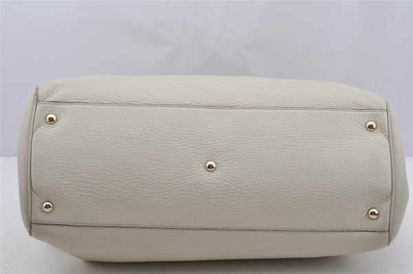 Authentic GUCCI Bamboo Shopper Large 2Way Hand Bag Leather 323658 White 3592J