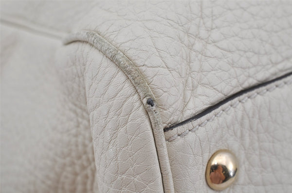 Authentic GUCCI Bamboo Shopper Large 2Way Hand Bag Leather 323658 White 3592J