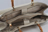 Authentic GUCCI Bamboo Shopper Large 2Way Hand Bag Leather 323658 White 3592J