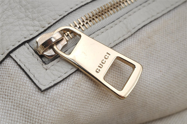 Authentic GUCCI Bamboo Shopper Large 2Way Hand Bag Leather 323658 White 3592J