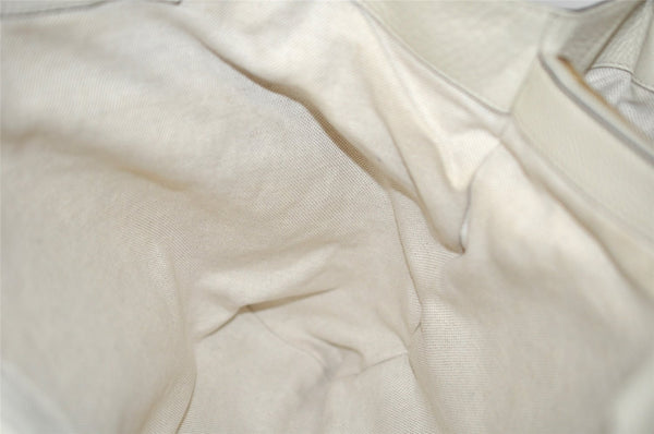 Authentic GUCCI Bamboo Shopper Large 2Way Hand Bag Leather 323658 White 3592J