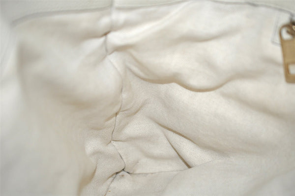 Authentic GUCCI Bamboo Shopper Large 2Way Hand Bag Leather 323658 White 3592J