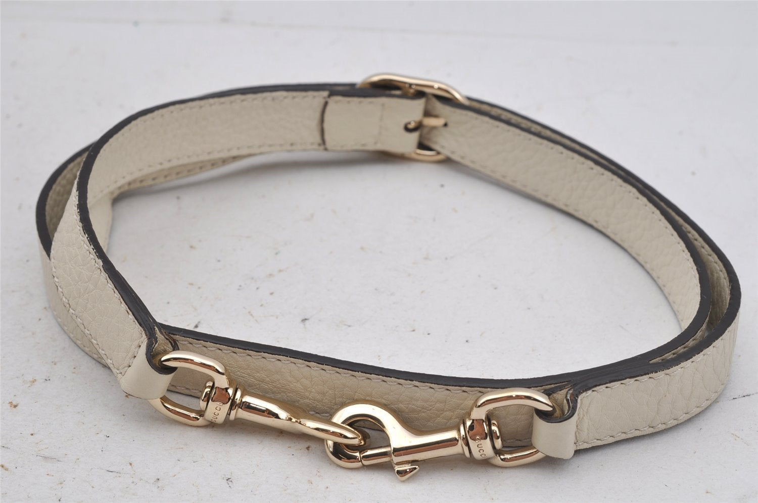 Authentic GUCCI Bamboo Shopper Large 2Way Hand Bag Leather 323658 White 3592J