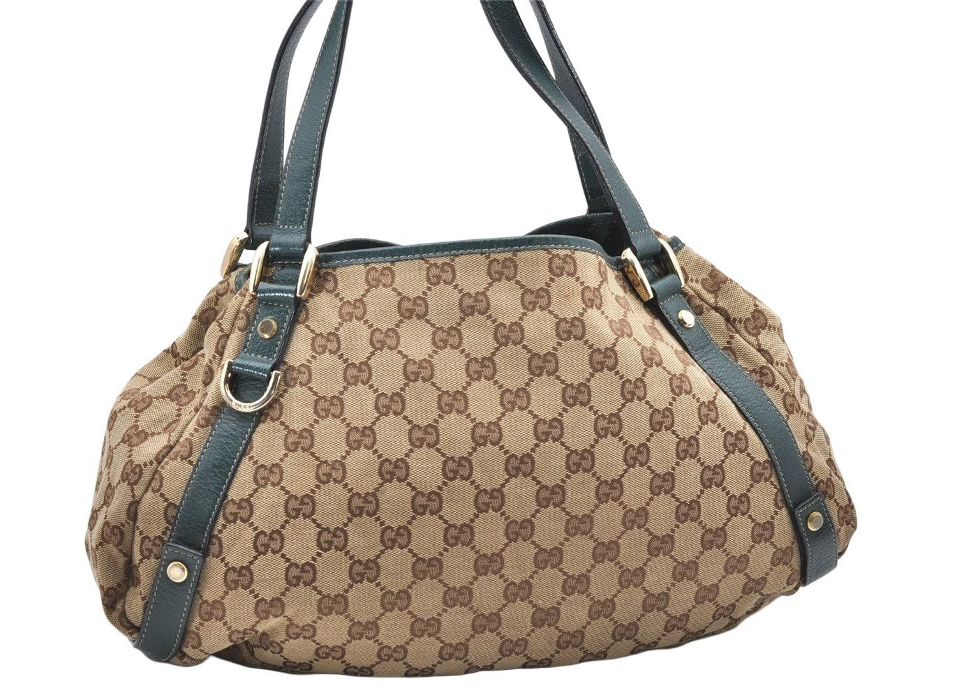 Authentic GUCCI Abbey Shoulder Tote Bag GG Canvas Leather 130736 Brown 3592K