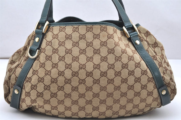 Authentic GUCCI Abbey Shoulder Tote Bag GG Canvas Leather 130736 Brown 3592K